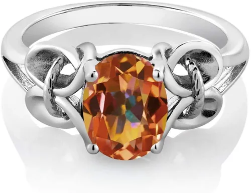 Vista 70 de Gem Stone King Anillo de compromiso ovalado con piedra natal para mujer, plata de ley 925, ovalado de 0.354 x 0.276 in, anillo de compromiso