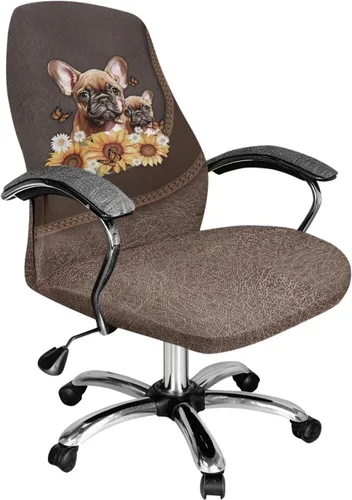 Vista 20 de Xoenoiee Bee Floral Print Office Chair Covers, Stretch Computer Boss Chair Cover with Button High Back Chair Slipcover Anti-Dust Rotating Chair