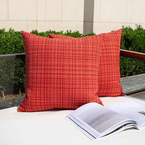 Vista 31 de Kevin Textile - Juego de 2 fundas de almohada decorativas para exteriores, impermeables, para jardín, patio, tienda de campaña, sofá, de 16 x 16