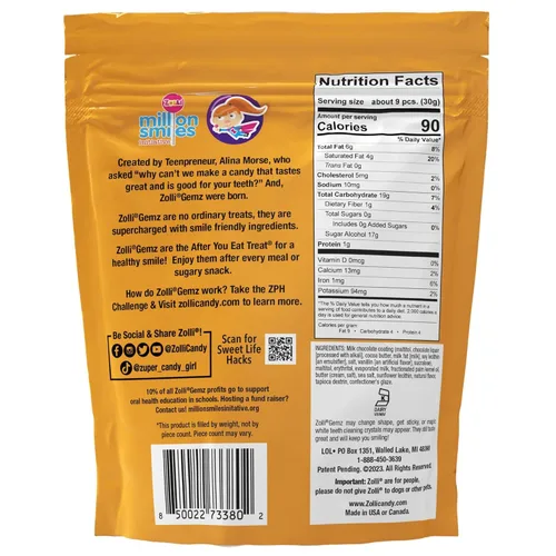 Vista 2 de Zolli Gemz Caramelo en chocolate con leche, caramelo sin azúcar, caramelo saludable apto para dieta keto y diabética, golosinas aprobadas por