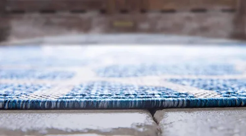 Vista 4 de Unique Loom Outdoor Safari Collection - Alfombra de área - Jirafa (2' x 6' 1" camino, azul/gris)