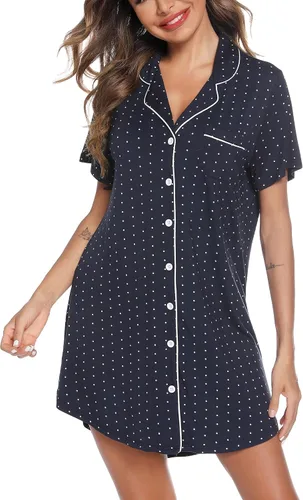 Vista 4 de Leikar Camisón de maternidad para mujer, pijama de lactancia de manga larga