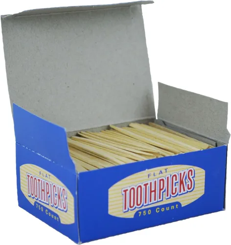 Vista 2 de Generic Cartwright - Palillos de dientes planos resistentes con extremos biselados, 750 unidades, paquete de 2, abedul blanco, natural