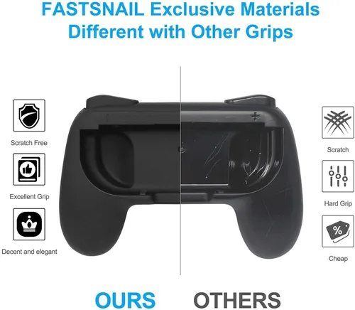 Vista 3 de FastSnail Base de carga y paquete de 2 empuñaduras de interruptor para Nintendo Switch Joy Con y modelo OLED, estación de soporte de carga con cable