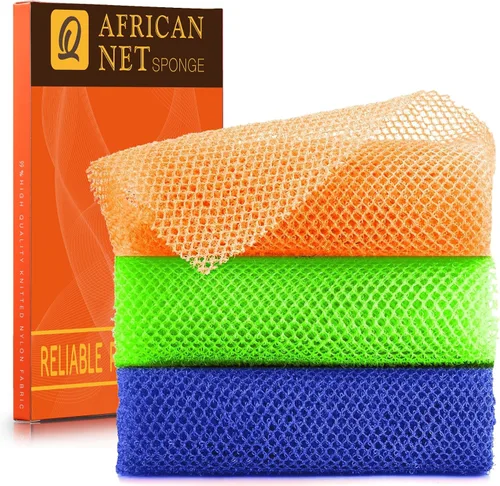 Vista 30 de UJFQBH African Net Sponge Authenti, exfoliante corporal para espalda y zonas de difícil acceso, exfoliante diario suave para limpieza profunda Gris