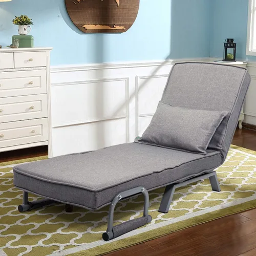 Vista 5 de Sofá cama plegable con brazos convertibles, sillón reclinable de ocio con almohada y respaldo ajustable de 5 posiciones para oficina en casa