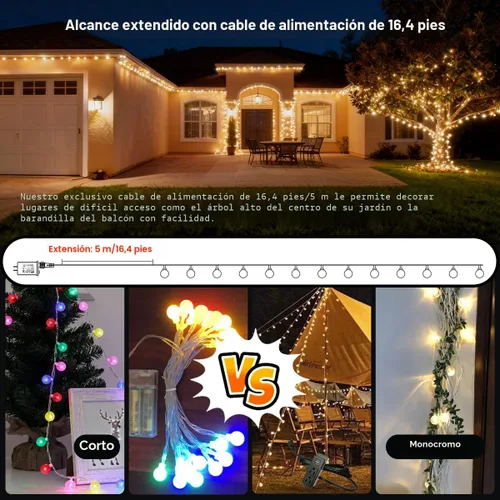 Vista 3 de RaThun - Cadena de luces LED con forma de esfera.