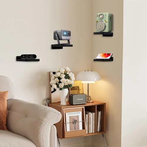 Vista 2 de Estante pequeño de pared, mini estantes flotantes para pared de 4 pulgadas, juego de 4, estante de decoración de exhibición para dormitorio, baño