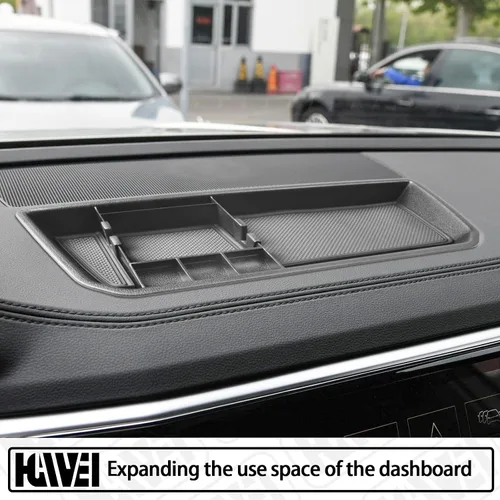 Vista 5 de HGWEI Organizador de Tablero Compatible con VW Atlas y Cross Sport 2018 2019 2020 2021 2022 2023 Accesorios, Bandeja de Consola Soporte de Montaje