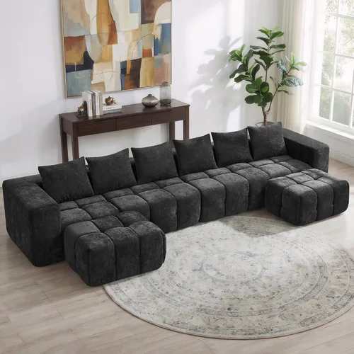 Vista 36 de Sofá de dos plazas seccional modular sin armazón de 78.7 pulgadas, sofá nube capitoné con asiento profundo, sofá de chenilla para sala de estar