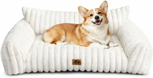 Vista 11 de Sofá de gato para mascotas, bonita cama para gatos de interior Crema