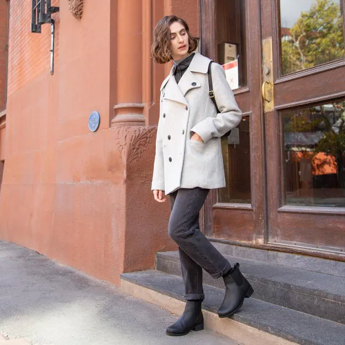 Vista 2 de Comfy Moda Botas Chelsea de cuero impermeables para mujer