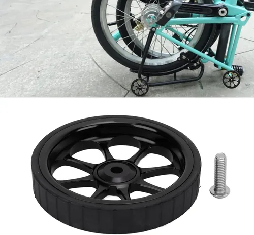 Vista 6 de VGEBY Bicicleta plegable Easy Wheel, aleación de aluminio 3.228 in rodamiento ensanchado rueda fácil para Brompton 3sixty bicicleta plegable (negro)