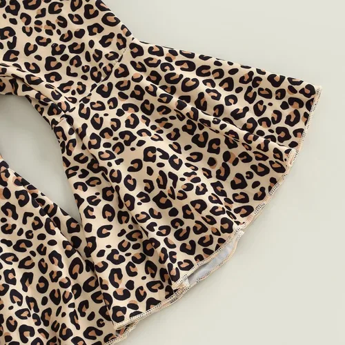 Vista 7 de Conjunto de sudadera de manga larga con cuello redondo y pantalones acampanados para bebé niña