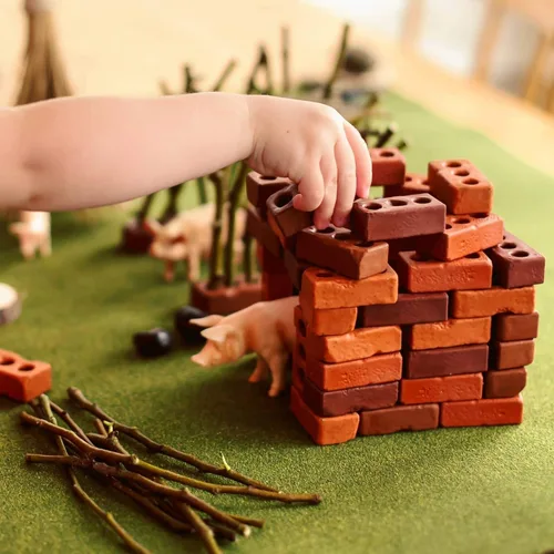 Vista 8 de Guidecraft Little Bricks - Juego de 60 piezas: juego de constructores para construcción y apilamiento, juguete educativo para niños