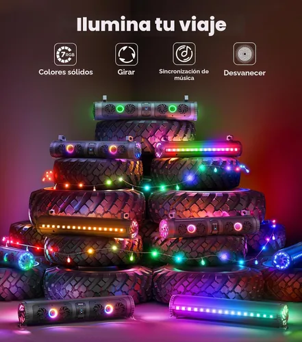 Vista 2 de Ehaho Barra de sonido para carrito de golf Bluetooth con altavoces retroiluminados multicolor, barra de sonido estéreo UTV impermeable de 27