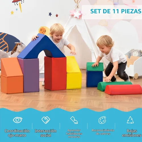 Vista 3 de Soozier Bloques de escalada de espuma para niños pequeños, juego de 11 piezas, surtido Juego de actividades para escalar y gatear, bloques