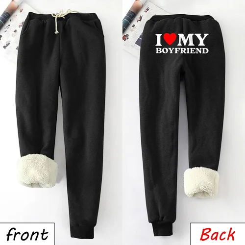 Vista 2 de Pantalones Largos Estampados Mujer Pantalones deportivos Bolsillos Felpa y Forro Polar Pantalones cálidos gruesos