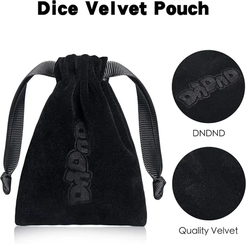Vista 8 de DNDND Juego de dados de metal negro con estuche y 6 D6 adicionales, aleación de zinc, negro