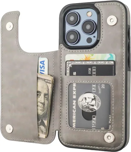 Vista 8 de ONETOP - Funda tipo cartera compatible con iPhone 15 Pro con soporte para tarjetas, funda de piel sintética con soporte y ranuras para tarjetas