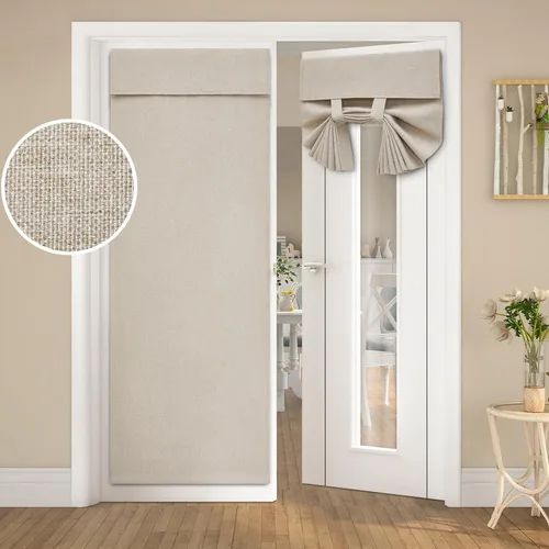 Vista 25 de HOMEIDEAS Cortinas opacas de lino con luz lateral para puerta delantera, cortinas de ventana de puerta lateral, ventana pequeña, decoración moderna