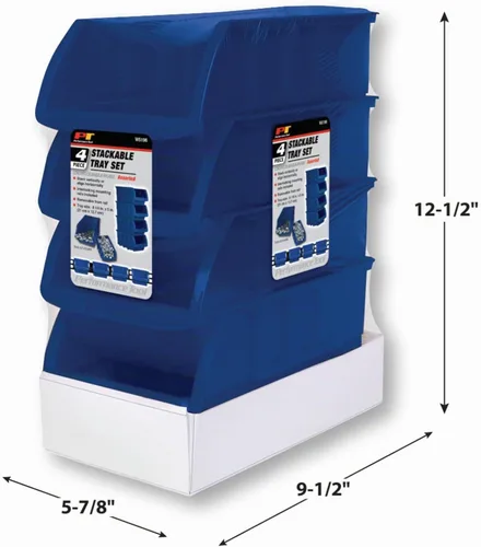 Vista 2 de Performance Tool W5196 Bandejas de almacenamiento grandes apilables de 4 piezas (9.25 x 6 x 5 pulg.)