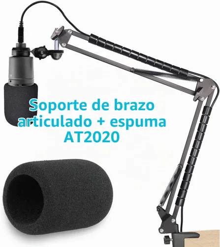 Vista 2 de Soporte de micrófono AT2020 con filtro pop compatible con Audio-Technica AT2020 AT2020USB+ AT2035 por YOUSHARES