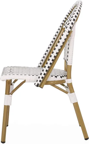 Vista 11 de Christopher Knight Home Philomena - Silla francesa para exteriores (juego de 4), color negro + blanco + acabado de bambú Negro + blanco + acabado