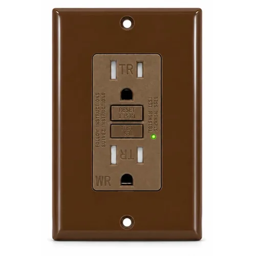 Vista 7 de GFCI Outlet 15A Receptáculo dúplex decorativo resistente a manipulaciones con indicador LED, interruptor de circuito de falla a tierra, protección