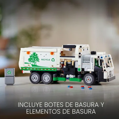 Vista 5 de LEGO Technic Mack LR Camión de Basura Eléctrico de Juguete, Camión Construible para Niños para Juego de Simulación, Gran Regalo para Niños, Niñas