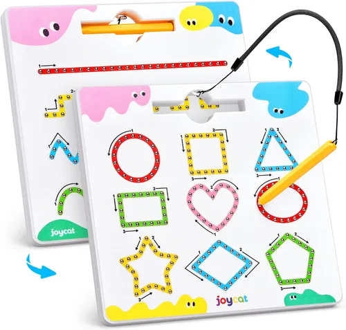 Vista 13 de JoyCat Juego de tableros magnéticos de letras y números para trazar, tablero doble cara de alfabeto y números para niños pequeños, práctica de ABC