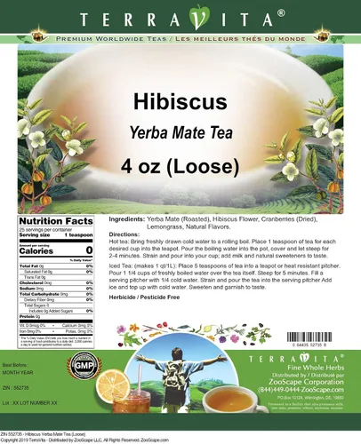 Vista 2 de Té Hibiscus Yerba Mate (Suelto) (4 oz, ZIN: 552735)