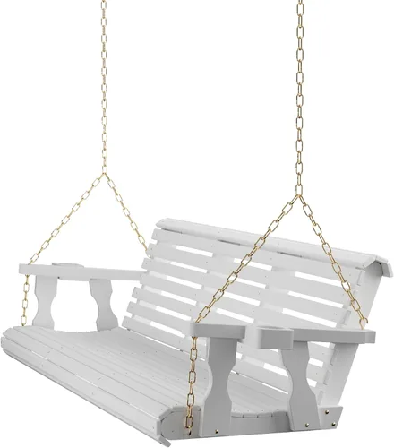 Vista 13 de Columpio Amish resistente para terraza (800 lb) con cadenas para colgar y posavasos Tinte negro semisólido