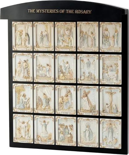 Vista 3 de Veronese Design 20,25 pulgadas los misterios del rosario fijó Polyresin de la exhibición de la pared pintado a mano con la escultura de la pared