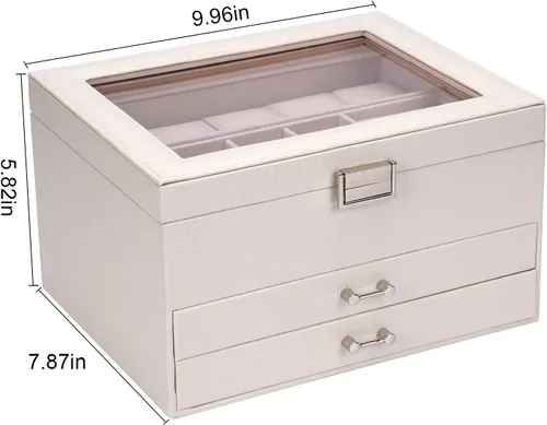 Vista 3 de ATAIMEISEN Joyero, caja de reloj, organizador de relojes, caja de almacenamiento de joyas, almacenamiento y organización, reloj de 4 capas