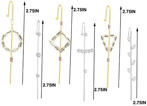 Vista 3 de Ear Wrap Crawler Hook Earrings for Women Gold Piercing Ear Climbers Hook Silver Cuff Earring Gifts for Teen Girls Womens Jewelry Clearance Under 5