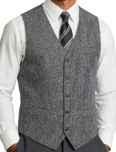 Vista 8 de JEMITOP Chaleco de vestir ajustado con textura ligera para hombre Beige