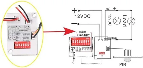 Vista 2 de Luz infrarroja del interruptor del sensor de detección de movimiento de 12V (12V)