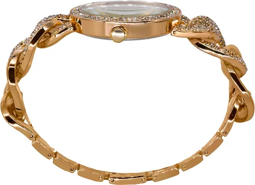 Vista 2 de KENDALL + KYLIE Reloj analógico de cuarzo para mujer, con cronógrafo de metal de eslabones abiertos, Oro