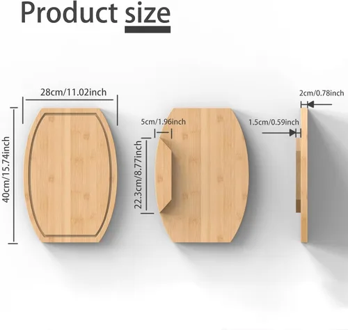 Vista 6 de Tabla de cortar para encimera de esquina, tabla de cortar de esquina para cocina, tabla de cortar de madera de bambú con ranura para jugo, se adapta