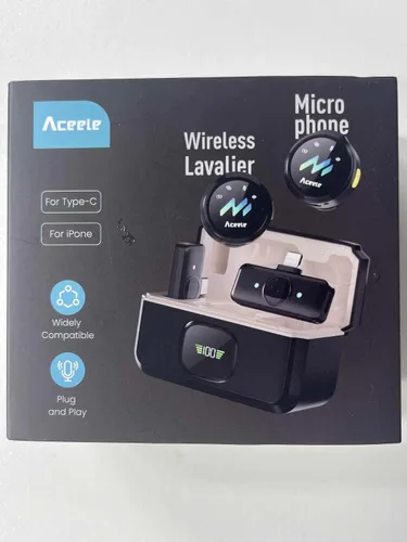 Vista 4 de Micrófono Lavalier inalámbrico para teléfonos iPhone y Android, micrófono de solapa con clip AI Noise Reduction & Hi-Fi Audio & 24H Working Time &