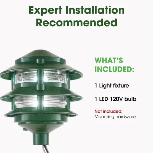 Vista 3 de Greenfield PL3TLEDG - Luz LED resistente a la intemperie de 3 niveles, fabricada en los Estados Unidos, color verde