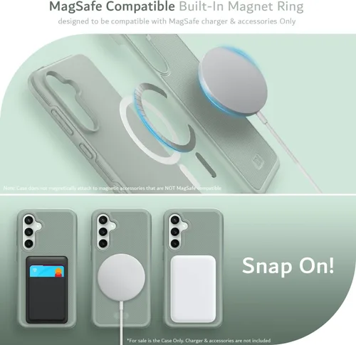 Vista 4 de TUDIA MergeGrip Magsafe - Funda protectora para Samsung Galaxy S23 FE 2023, de doble capa, a prueba de golpes, grado militar, antideslizante Green