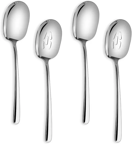 Vista 10 de SOLEADER Juego de cucharas de servir extra grandes de 12 piezas, cuchara de servir ranurada de acero inoxidable grado alimenticio 18/8 de 30,5 cm