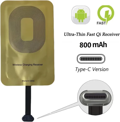 Vista 2 de Receptor de carga inalámbrico tipo C compatible con Samsung A11/A10e/A31/A20/A51/A71/A50/A21, Google Pixel/XL/2/3a, LG Q51/K51/Q61/K61/K41s/K51s