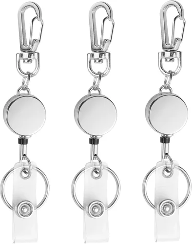 Vista 18 de bolimoss Paquete de 3 llaveros retráctiles, soporte retráctil, carrete de insignia para tarjeteros de identificación, tarjetero de identificación