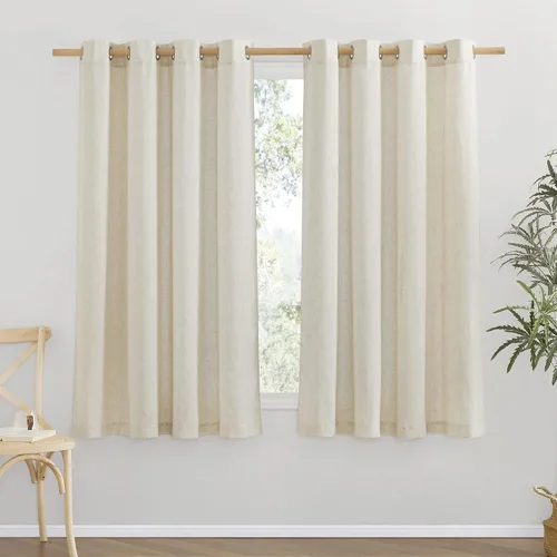 Vista 136 de NICETOWN - Cortinas de lino angora para ventana de cocina sobre el fregadero, con ojales, lino grueso angora, tratamientos cortos para ventanas