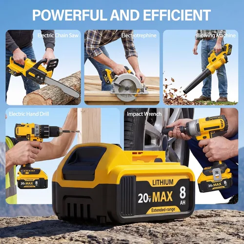 Vista 7 de POODIE Reemplazo actualizado de 8.0 Ah para batería Dewalt 20V Max compatible con DCB200 DCB203 DCB206 DCB207