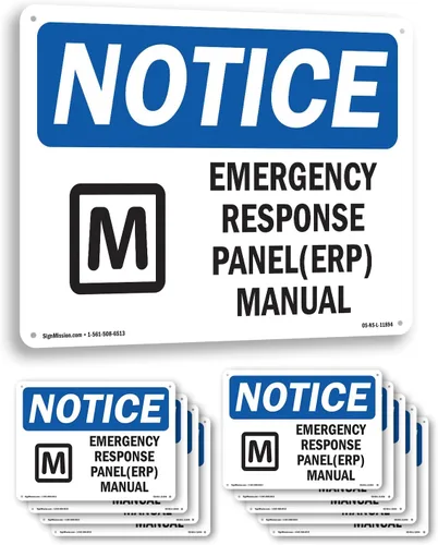 Vista 9 de Emergency Response Plan (ERP) Manual With Symbol OSHA Notice Vinyl Decal Label 7 Inch x 5 Inch - 5 Pack