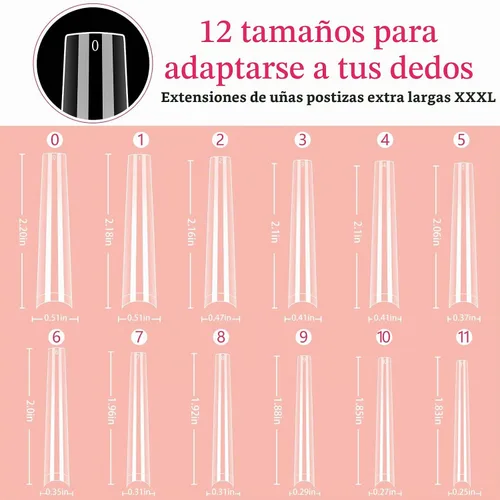 Vista 5 de LIONVISON Puntas de uñas de ataúd 3XL: 504 puntas de uñas transparentes